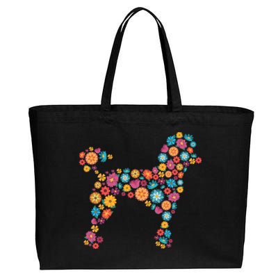 Flower Poodle Gift Cotton Canvas Jumbo Tote