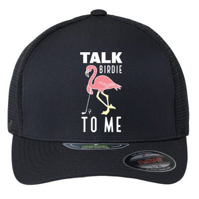 Flamingo Playing Golf Talk Birdie To Me Golfing Funny Golfer Flexfit Unipanel Trucker Cap