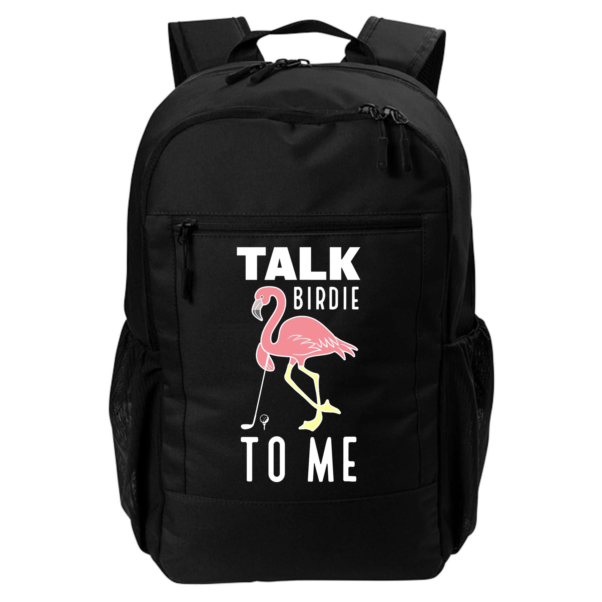 Flamingo Playing Golf Talk Birdie To Me Golfing Funny Golfer Backpack