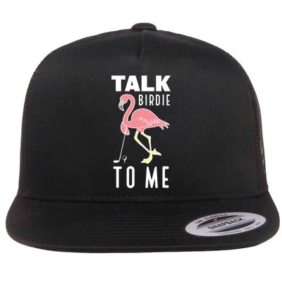 Flamingo Playing Golf Talk Birdie To Me Golfing Funny Golfer Flatbill Hat