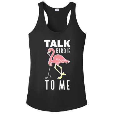 Flamingo Playing Golf Talk Birdie To Me Golfing Funny Golfer Ladies PosiCharge Competitor Racerback Tank