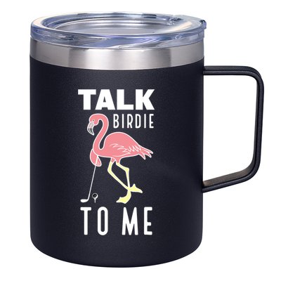 Flamingo Playing Golf Talk Birdie To Me Golfing Funny Golfer 12oz Stainless Steel Coffee Mug
