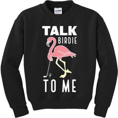 Flamingo Playing Golf Talk Birdie To Me Golfing Funny Golfer Kids Sweatshirt