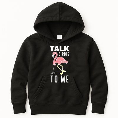 Flamingo Playing Golf Talk Birdie To Me Golfing Funny Golfer Kids Hoodie