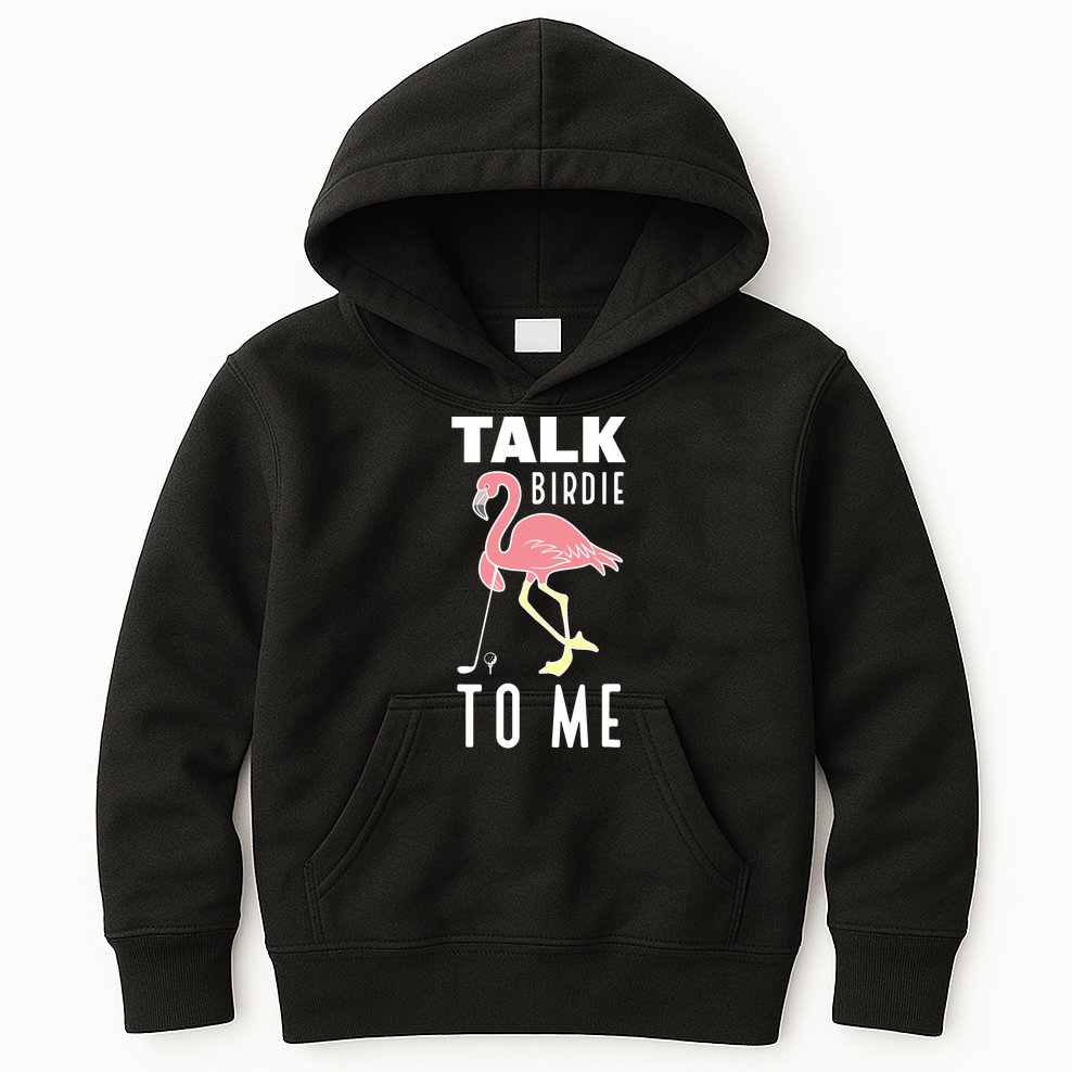 Flamingo Playing Golf Talk Birdie To Me Golfing Funny Golfer Kids Hoodie
