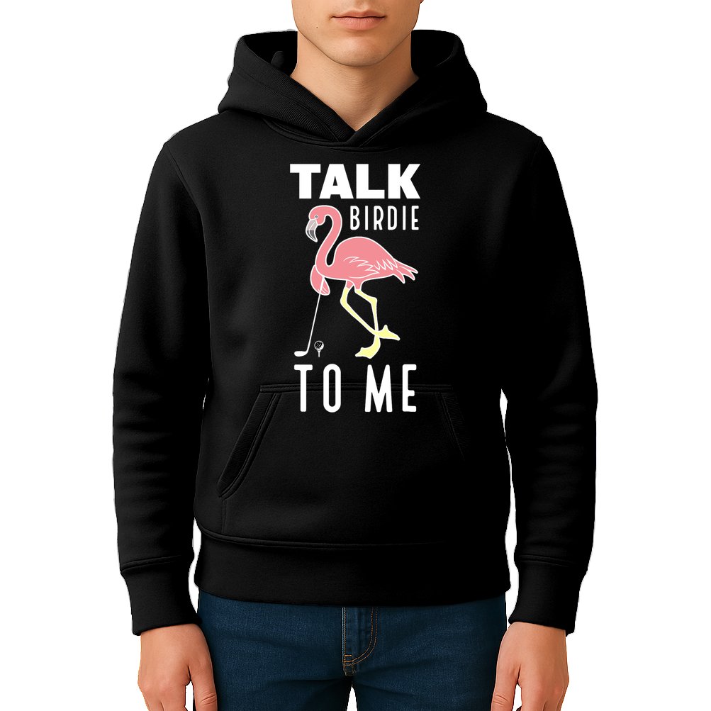 Flamingo Playing Golf Talk Birdie To Me Golfing Funny Golfer Kids Hoodie