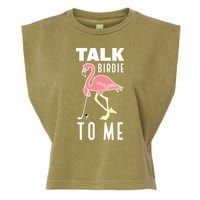 Flamingo Playing Golf Talk Birdie To Me Golfing Funny Golfer Garment-Dyed Women's Muscle Tee