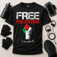 Free Palestine Gaza Palestinian Fist Cooling Performance Crew T-Shirt