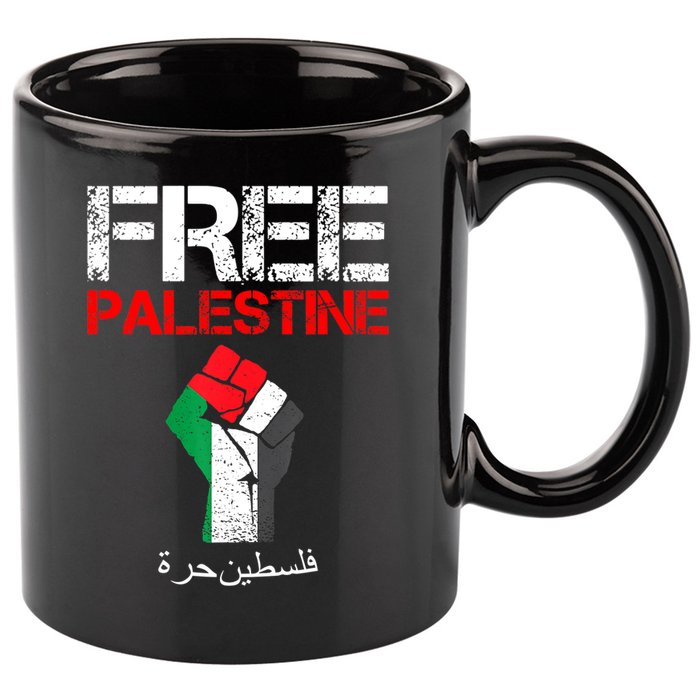 Free Palestine Gaza Palestinian Fist 11oz C Handle Ceramic Mug