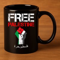 Free Palestine Gaza Palestinian Fist 11oz C Handle Ceramic Mug