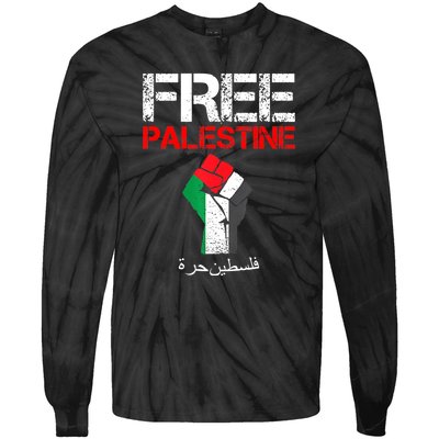 Free Palestine Gaza Palestinian Fist Tie-Dye Long Sleeve Shirt