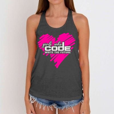 Funny Programmer Girl Coder Girls Who Code Write The Future Gift Women's Knotted Racerback Tank