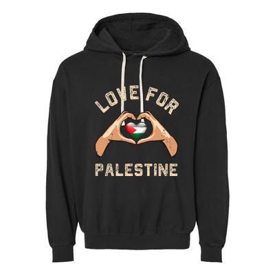 Free Palestine Gaza Flag Arabic Freedom Distressed Love Garment-Dyed Fleece Hoodie