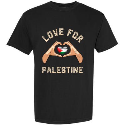 Free Palestine Gaza Flag Arabic Freedom Distressed Love Garment-Dyed Heavyweight T-Shirt