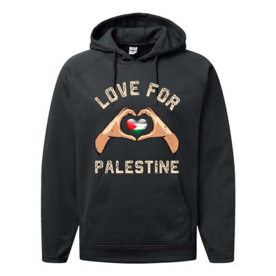 Free Palestine Gaza Flag Arabic Freedom Distressed Love Performance Fleece Hoodie