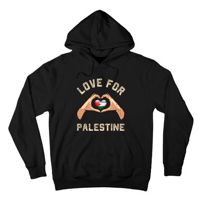 Free Palestine Gaza Flag Arabic Freedom Distressed Love Hoodie