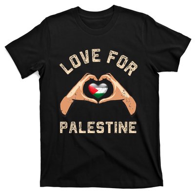 Free Palestine Gaza Flag Arabic Freedom Distressed Love T-Shirt