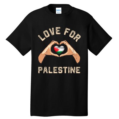 Free Palestine Gaza Flag Arabic Freedom Distressed Love Tall T-Shirt