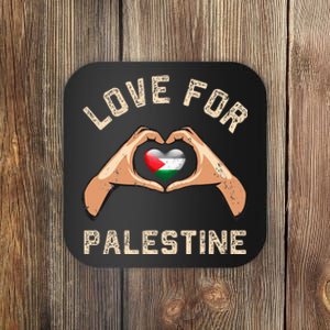 Free Palestine Gaza Flag Arabic Freedom Distressed Love Coaster