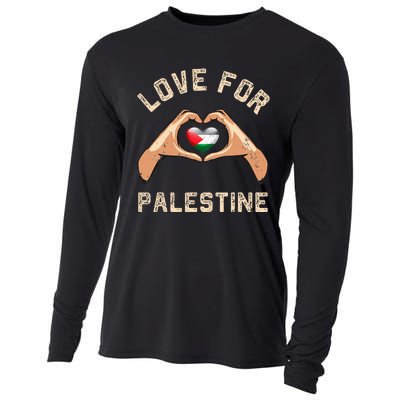 Free Palestine Gaza Flag Arabic Freedom Distressed Love Cooling Performance Long Sleeve Crew