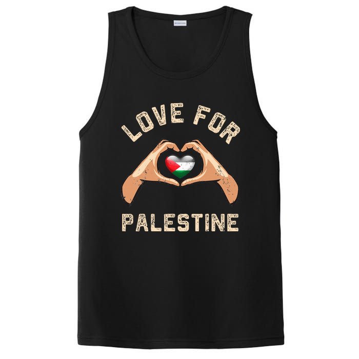 Free Palestine Gaza Flag Arabic Freedom Distressed Love PosiCharge Competitor Tank