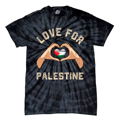 Free Palestine Gaza Flag Arabic Freedom Distressed Love Tie-Dye T-Shirt