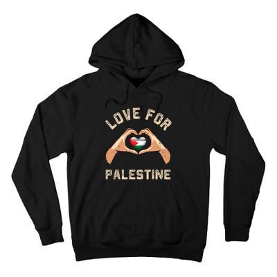 Free Palestine Gaza Flag Arabic Freedom Distressed Love Tall Hoodie