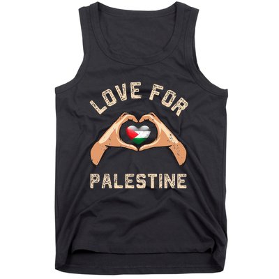 Free Palestine Gaza Flag Arabic Freedom Distressed Love Tank Top