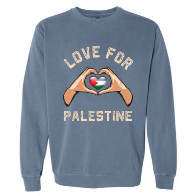 Free Palestine Gaza Flag Arabic Freedom Distressed Love Garment-Dyed Sweatshirt