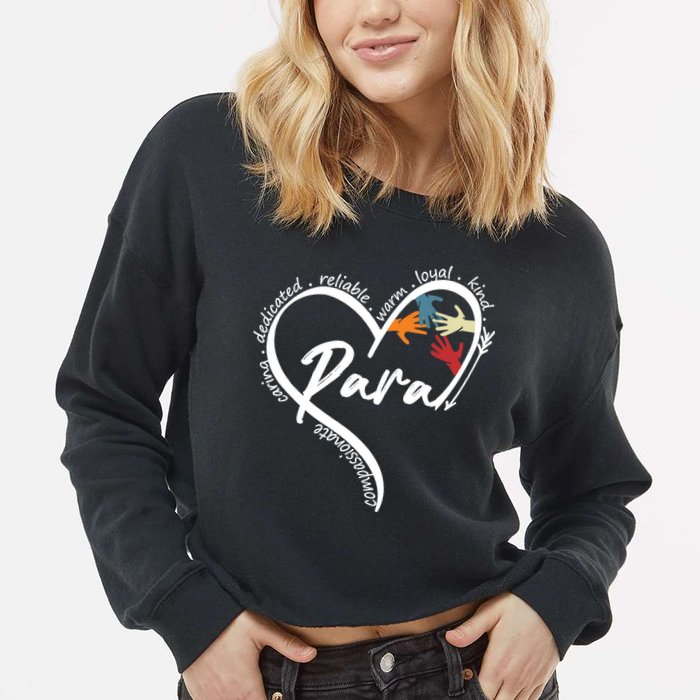 Funny Paraprofessional Graphic Tees Tops Back To School Art Cropped Pullover Crew