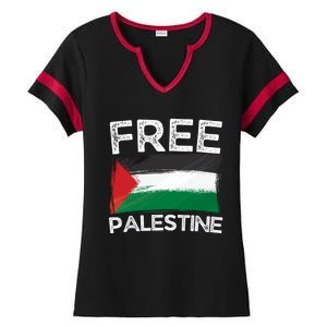 Free Palestine Gift Palestine Flag Free Gaza Arabic Liberators Gift Ladies Halftime Notch Neck Tee