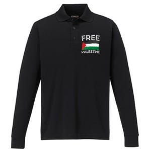 Free Palestine Gift Palestine Flag Free Gaza Arabic Liberators Gift Performance Long Sleeve Polo