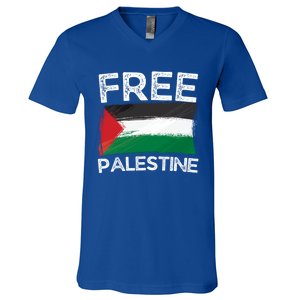 Free Palestine Gift Palestine Flag Free Gaza Arabic Liberators Gift V-Neck T-Shirt