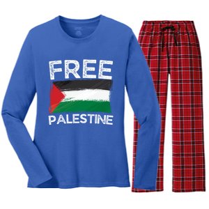 Free Palestine Gift Palestine Flag Free Gaza Arabic Liberators Gift Women's Long Sleeve Flannel Pajama Set 