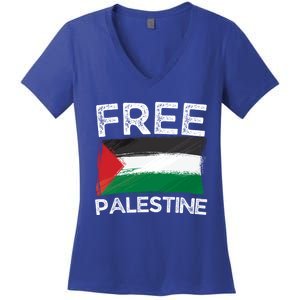 Free Palestine Gift Palestine Flag Free Gaza Arabic Liberators Gift Women's V-Neck T-Shirt