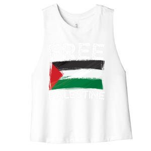 Free Palestine Gift Palestine Flag Free Gaza Arabic Liberators Gift Women's Racerback Cropped Tank