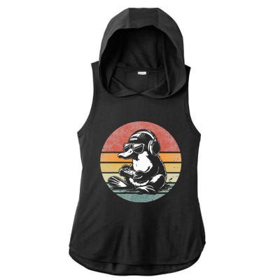 Funny Platypus Gaming Retro Gamer Funny Video Games Platypus Ladies PosiCharge Tri-Blend Wicking Draft Hoodie Tank