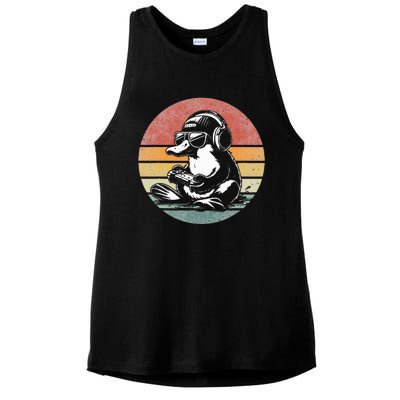 Funny Platypus Gaming Retro Gamer Funny Video Games Platypus Ladies PosiCharge Tri-Blend Wicking Tank