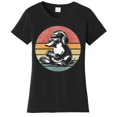 Funny Platypus Gaming Retro Gamer Funny Video Games Platypus Women's T-Shirt