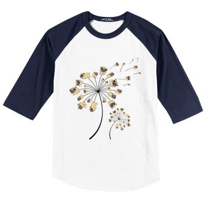 Funny Pug Gift For  Cool Flower Dog Dandelion Lover Baseball Sleeve Shirt