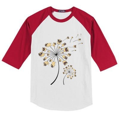 Funny Pug Gift For  Cool Flower Dog Dandelion Lover Kids Colorblock Raglan Jersey