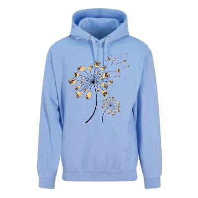 Funny Pug Gift For  Cool Flower Dog Dandelion Lover Unisex Surf Hoodie