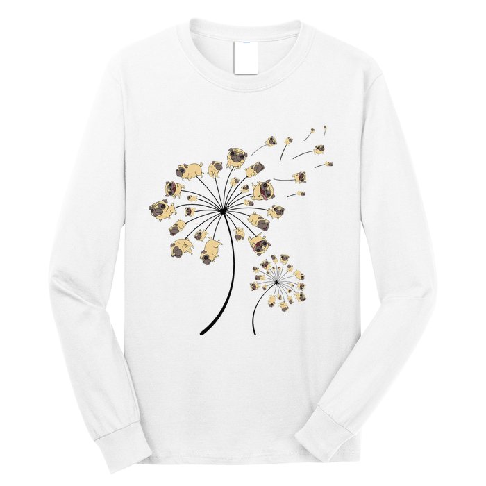 Funny Pug Gift For  Cool Flower Dog Dandelion Lover Long Sleeve Shirt