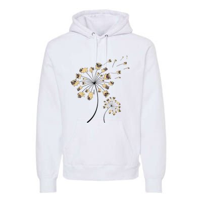 Funny Pug Gift For  Cool Flower Dog Dandelion Lover Premium Hoodie