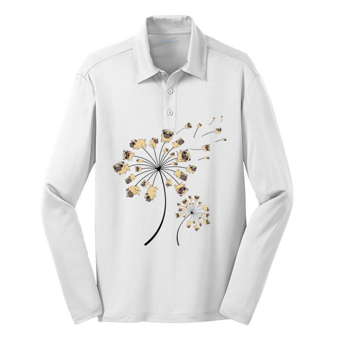 Funny Pug Gift For  Cool Flower Dog Dandelion Lover Silk Touch Performance Long Sleeve Polo