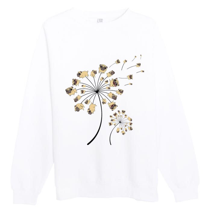 Funny Pug Gift For  Cool Flower Dog Dandelion Lover Premium Crewneck Sweatshirt