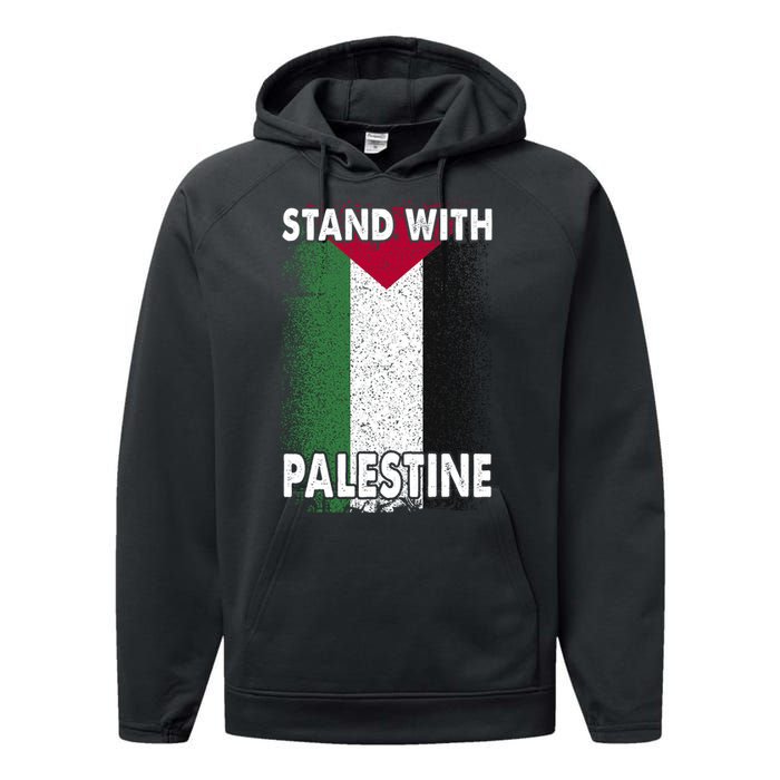 Free Palestine Gaza Palestinian Flag Performance Fleece Hoodie