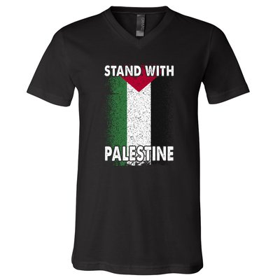 Free Palestine Gaza Palestinian Flag V-Neck T-Shirt