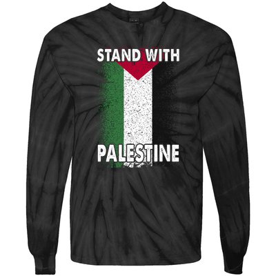 Free Palestine Gaza Palestinian Flag Tie-Dye Long Sleeve Shirt