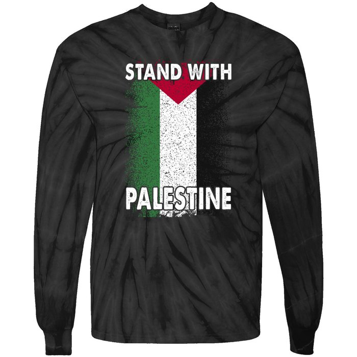 Free Palestine Gaza Palestinian Flag Tie-Dye Long Sleeve Shirt